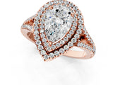 Rose gold Pear Cut Diamond Double Halo Ring with Pavé Band and Prong Setting_97