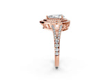 Rose gold Pear Cut Diamond Double Halo Ring with Pavé Band and Prong Setting_98
