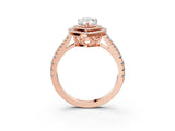 Rose gold Pear Cut Diamond Double Halo Ring with Pavé Band and Prong Setting_99