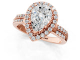 Rose gold Pear Cut Diamond Double Halo Ring with Split Shank and Four-Prong Setting_4