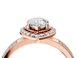 Rose gold Pear Cut Diamond Double Halo Ring with Split Shank and Four-Prong Setting_7