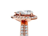 Rose gold Pear Cut Diamond Double Halo Ring with Split Shank and Four-Prong Setting_8