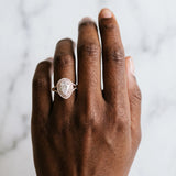 Rose gold Pear Cut Diamond Double Halo Ring with Split Shank and Prong Setting_43
