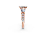 Rose gold Pear Cut Diamond Engagement Ring with Baguette Side Stones and Channel Set Band_44