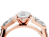Rose gold Pear Cut Diamond Engagement Ring with Baguette Side Stones and Channel Set Band_46