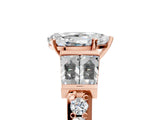 Rose gold Pear Cut Diamond Engagement Ring with Baguette Side Stones and Channel Set Band_47