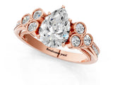 Rose gold Pear Cut Diamond Engagement Ring with Bezel Set Round Side Stones and Prong Setting_63