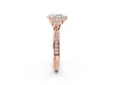 Rose gold Pear Cut Diamond Engagement Ring with Bezel Set Round Side Stones and Prong Setting_64