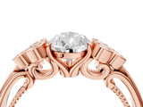 Rose gold Pear Cut Diamond Engagement Ring with Bezel Set Round Side Stones and Prong Setting_66