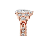 Rose gold Pear Cut Diamond Engagement Ring with Bezel Set Round Side Stones and Prong Setting_67