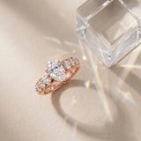 Rose gold Pear Cut Diamond Engagement Ring with Pavé Band and Four-Prong Setting_15