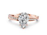 Rose gold Pear Cut Diamond Engagement Ring with Side Stone Accents and Four-Prong Setting_23