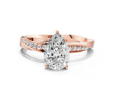 Rose gold Pear Cut Diamond Engagement Ring with Side Stone Accents and Four-Prong Setting_69