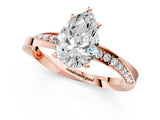 Rose gold Pear Cut Diamond Engagement Ring with Side Stone Accents and Four-Prong Setting_70
