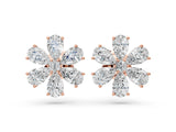 Rose gold Pear Cut Diamond Floral Cluster Stud Earrings_14