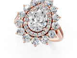 Rose gold Pear Cut Diamond Floral Double Halo Engagement Ring with Prong Setting_16