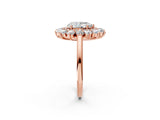 Rose gold Pear Cut Diamond Floral Double Halo Engagement Ring with Prong Setting_17