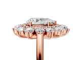 Rose gold Pear Cut Diamond Floral Double Halo Engagement Ring with Prong Setting_20