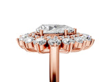 Rose gold Pear Cut Diamond Floral Double Halo Engagement Ring with Prong Setting_56