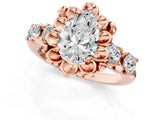 Rose gold Pear Cut Diamond Floral Halo Engagement Ring with Shared Prong Setting 1