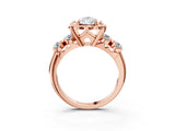 Rose gold Pear Cut Diamond Floral Halo Engagement Ring with Shared Prong Setting 3