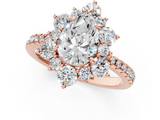 Rose gold Pear Cut Diamond Floral Halo Pave Band with Prong Setting_38