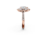 Rose gold Pear Cut Diamond Floral Halo Pave Band with Prong Setting_39
