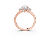 Rose gold Pear Cut Diamond Floral Halo Pave Band with Prong Setting_40