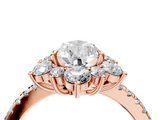 Rose gold Pear Cut Diamond Floral Halo Pave Band with Prong Setting_41
