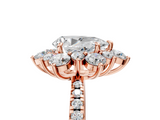 Rose gold Pear Cut Diamond Floral Halo Pave Band with Prong Setting_42