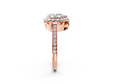 Rose gold Pear Cut Diamond Floral Halo Ring with Pavé Band and Prong Setting_5