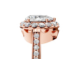 Rose gold Pear Cut Diamond Floral Halo Ring with Pavé Band and Prong Setting_8