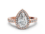Rose gold Pear Cut Diamond Halo Engagement Ring with Pavé Band and Prong Setting_30