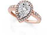 Rose gold Pear Cut Diamond Halo Engagement Ring with Pavé Band and Prong Setting_31