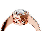 Rose gold Pear Cut Diamond Halo Engagement Ring with Pavé Band and Prong Setting_34