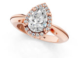 Rose gold Pear Cut Diamond Halo Engagement Ring with Split Shank and Four-Prong Setting_96