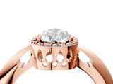 Rose gold Pear Cut Diamond Halo Engagement Ring with Split Shank and Four-Prong Setting_99