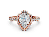 Rose gold Pear Cut Diamond Halo Pave Band with Four-Prong Setting_3