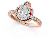 Rose gold Pear Cut Diamond Halo Pave Band with Four-Prong Setting_4