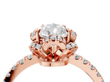 Rose gold Pear Cut Diamond Halo Pave Band with Four-Prong Setting_7