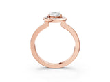 Rose gold Pear Cut Diamond Halo Ring with Bezel Frame and Pavé Band_10