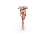 Rose gold Pear Cut Diamond Halo Ring with Milgrain Pavé Band and Four-Prong Setting_54