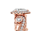 Rose gold Pear Cut Diamond Halo Ring with Milgrain Pavé Band and Four-Prong Setting_57