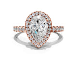Rose gold Pear Cut Diamond Halo Ring with Pavé Band and Four-Prong Setting_3