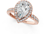Rose gold Pear Cut Diamond Halo Ring with Pavé Band and Four-Prong Setting_4