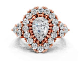 Rose gold Pear Cut Diamond Halo Ring with Pavé Band and Four-Prong Setting_41