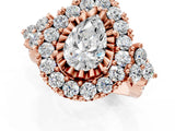 Rose gold Pear Cut Diamond Halo Ring with Pavé Band and Four-Prong Setting_42