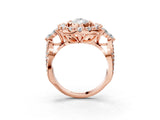 Rose gold Pear Cut Diamond Halo Ring with Pavé Band and Four-Prong Setting_44