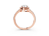 Rose gold Pear Cut Diamond Halo Ring with Pavé Band and Four-Prong Setting_6