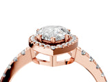 Rose gold Pear Cut Diamond Halo Ring with Pavé Band and Four-Prong Setting_7